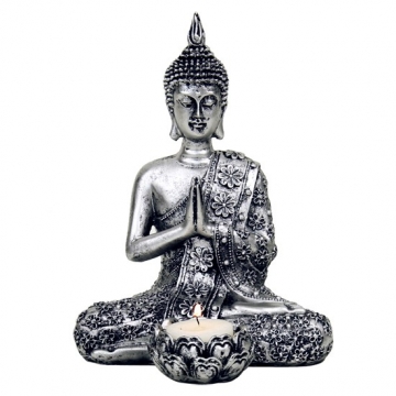 Buddha se svícnem - stříbrný