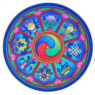 Mandala s tibetskými symboly